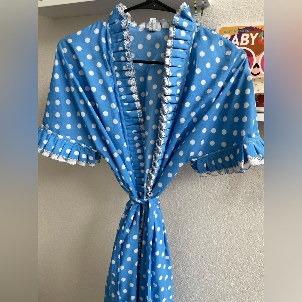 Vintage Polkadot Blue Dressing Gown